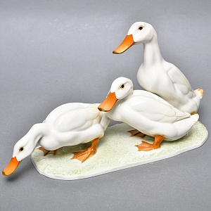 Большая Коллекционная Фарфоровая статуэтка «Три белые утки», Hutschenreuther Германия.
