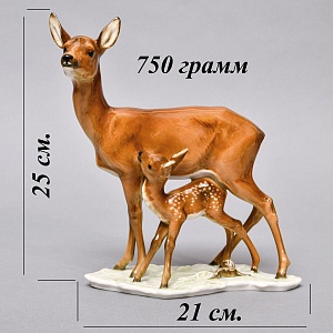 Коллекционная Фарфоровая статуэтка «Олениха с олененком», Hutschenreuther Германия.
