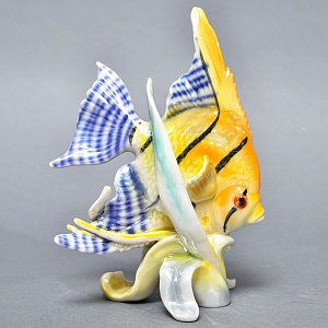 Коллекционная Фарфоровая статуэтка «Аквариумная рыбка. Скалярия», GOEBEL Германия, 1950 - 1955 годы. 