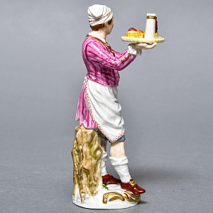Антикварная Фарфоровая статуэтка «Официант», Мейсен / Meissen Германия, начало ХХ века. 
