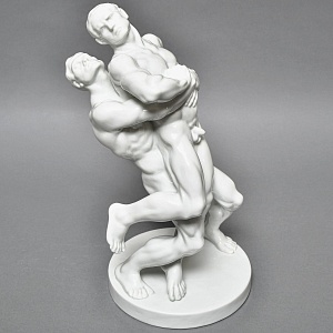 Редкость! Большая Фарфоровая статуэтка «Cпортсмены. БОРЦЫ», HEREND Венгрия, середина ХХ века.