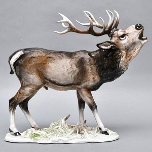 Большая Фарфоровая статуэтка «Благородный ОЛЕНЬ», ROSENTHAL Германия, середина ХХ века. 