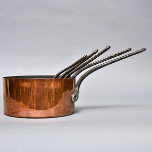 Винтажный Набор из 5-ти Медных Ковшиков разных размеров Франция, 70-е годы ХХ века!