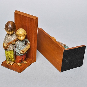 Букенды - Держатель - Ограничитель - Подставка для книг «Маленькие Музыканты», Дерево Германия - 60 гг.