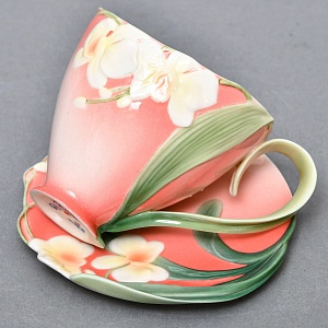 Авторский Фарфоровый Чайный сервиз «Бабочки и стрекозы» на 4 персоны, Franz Collection Тайвань.