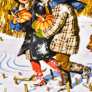 Коллекционная Фарфоровая тарелка - блюдо «Дети с тыквой», Rosenthal Германия - 1977 год.