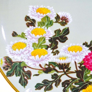 Коллекционная Тарелка - Блюдо «Ноябрь» - «Щеглы и Астры» Фарфор, Franklin Mint Япония, 1979 год.