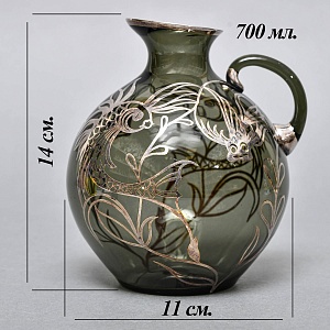 Антикварный Стеклянный кувшин «РЫБКИ», LAUSHE Германия, первая половина ХХ века. 