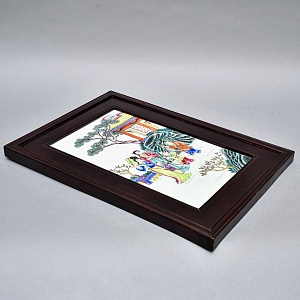 Большой Фарфоровый пласт - Картина - Панно «Семейная прогулка в саду», Китай, середина ХХ века. 