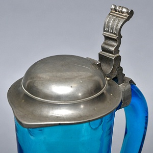 Антикварный Стеклянный Набор Кувшин + Стаканы «Аквамарин» Германия - 30-е годы ХХ века.