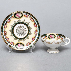 Антикварная Фарфоровая Кофейная пара «Две нимфы и путти», Erdmann Schlegelmilch Германия. 