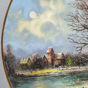 Коллекционная Фарфоровая тарелка «Деревенская дорога», Tirschenreuth Германия - 1988 год. 