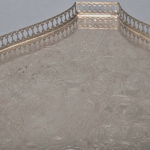 Большой Прямоугольный Сервировочный Металлический Поднос, Silverplate, SHEFFIELD Англия начало ХХ века.