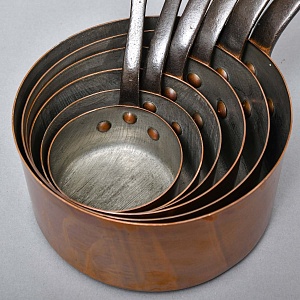 Винтажный Набор из 6-ти Ковшиков разных размеров, Медь, Франция, 60 -е годы ХХ века!