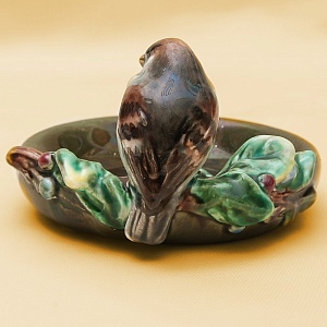 Редкость! Фаянсовая Пепельница - Мелочёвница - Статуэтка «Воробей» СССР ЗиК Конаково - 1959 год. 