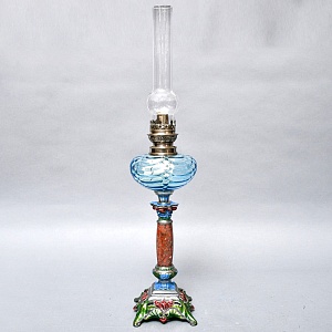 Старинная Керосиновая Лампа «Цветущий Аквамарин», Kosmos - Brenner, Франция начало ХХ века.