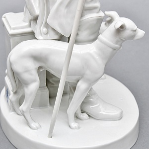 Антикварная Фарфоровая статуэтка «Старый Фриц. Король Пруссии Фридрих II с собаками»,  Volkstedt Германия.