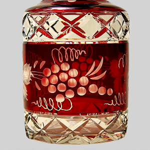 Графин и Четыре Стакана «Виноград» из Цветного Хрусталя DOROTHEENHUTTE Западная Германия 60гг.