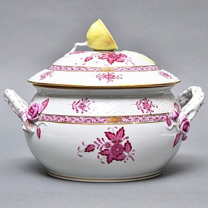 Фарфоровая Супница - Тюрина на подставке «APPONYI PURPUR», HEREND Венгрия - 1942 год.  