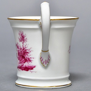 Фарфоровая Кофейная пара + тарелка «Пейзаж с башней», Hochst Германия, середина XX века. 