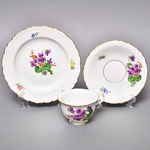 Чайный набор «Мейсенский букет» на 6 персон, Фарфор MEISSEN Германия, 1924 - 1934 годы. 