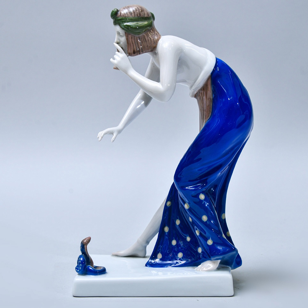 Редкость! Антикварная Фарфоровая статуэтка «Заклинательница змей», ROSENTHAL Германия -1919 год.