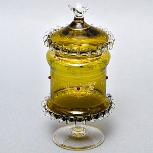 Антикварная Стеклянная Конфетница - Бисквитница - Доза, Германия конец XIX века. 