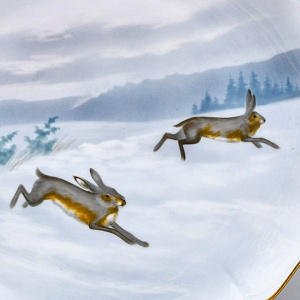 Столовый Фарфоровый сервиз «Охота» на 12 персон, Kaestner Saxonia Германия, первая половина ХХ века.