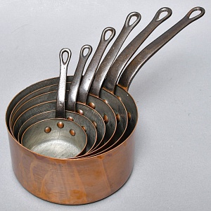 Винтажный Набор из 6-ти Ковшиков разных размеров, Медь, Франция, 60 -е годы ХХ века!