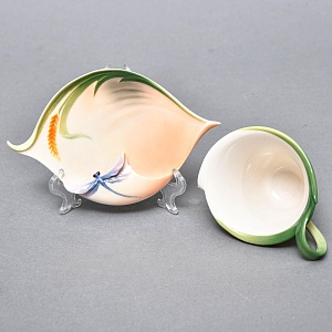 Авторский Фарфоровый Чайный сервиз «Бабочки и стрекозы» на 4 персоны, Franz Collection Тайвань.