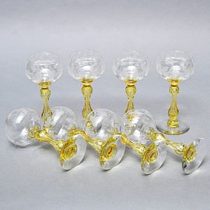 Антикварный Набор бокалов для Вина 8 шт. «MICADO VIGNE», Saint Louis. Франция, начало ХХ века. 