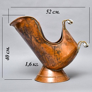 Большой Антикварный Зольник - Угольница с Фарфоровыми ручками, Медь, Англия, первая половина ХХ века! 