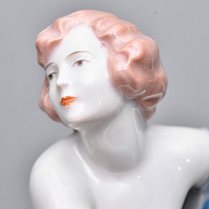 Антикварная Фарфоровая статуэтка «Обнаженная с шарфом», ROSENTHAL Германия - 1924 год. 