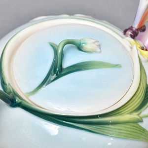 Авторский Фарфоровый Чайный сервиз «Бабочки и стрекозы» на 4 персоны, Franz Collection Тайвань.