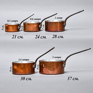 Винтажный Набор - Пять Медных Ковшиков разных размеров Франция, 60 -е годы ХХ века.
