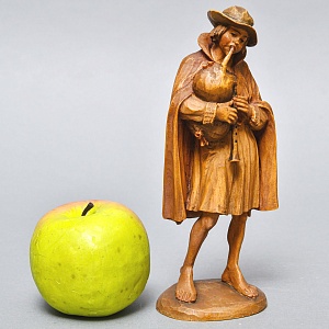 Редкая Антикварная Коллекционная Деревянная статуэтка «Бедный Волынщик», Англия начало ХХ века.