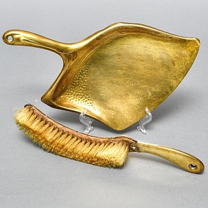 Старинная Щётка с Совком для уборки крошек со стола, металл  Германия, начало ХХ века.