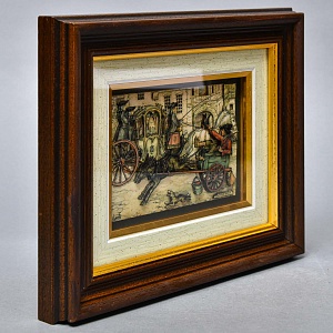 Объемная Картина - Панно в технике 3D декупаж «Два экипажа», 70-е годы ХХ века.