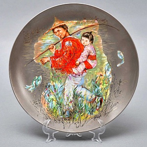 Авторская Фарфоровая тарелка - блюдо «Мистер Обата» Silver, Rosenthal Германия, 1974 - 1982 год. 