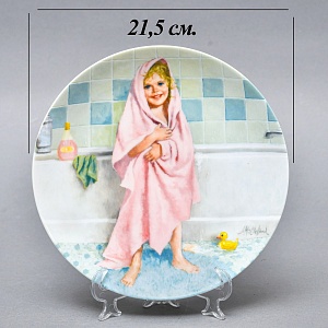 Коллекционная Фарфоровая Тарелка «День девочки Бекки. Купание», RECO США - 1986 год. 