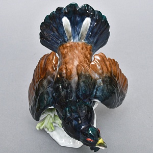 Антикварная Коллекционная Фарфоровая статуэтка «Птица - ГЛУХАРЬ», Hochst Германия начало ХХ века.