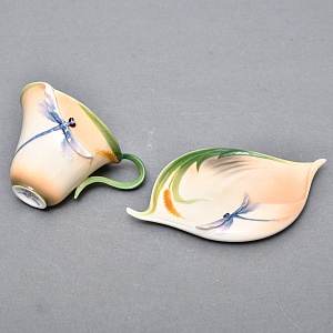 Авторский Фарфоровый Чайный сервиз «Бабочки и стрекозы» на 4 персоны, Franz Collection Тайвань.