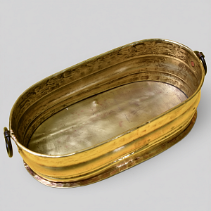 Винтажное Латунное Овальное Кашпо для цветов или Горшок - Зольник, Франция, середина ХХ века!