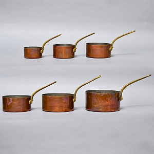 Винтажный Набор - 6-ть Ковшиков - Сотейников разных размеров, Медь, Франция, 70 -е годы ХХ века! 