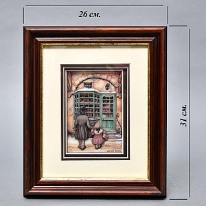 Объемная Картина - Панно в технике 3D декупаж «У витрины магазина», 70-е годы ХХ века.
