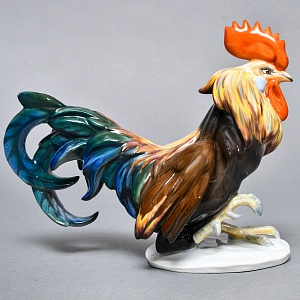 Коллекционная Фарфоровая статуэтка «Бойцовый Петух», ROSENTHAL Германия, середина ХХ века. 