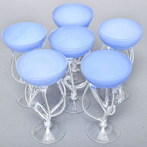 Авторские Стеклянные Фужеры для шампанского - Креманки, Италия вторая половина ХХ века.