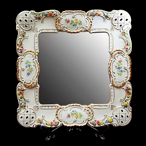 Настенное Фарфоровое Зеркало 37,5 см. х 36 см. LINDNER Kups Bavaria, Германия 60гг.