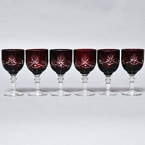 Набор Графин и Рюмки «Рубиновый Хрусталь», Tirgu-Mures Германия, 50 -е годы ХХ века.