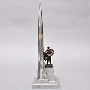 Настольный Сувенир - Памятный Подарок - «Циолковский - Ракета - Космос» Металл, СССР - 70 гг.